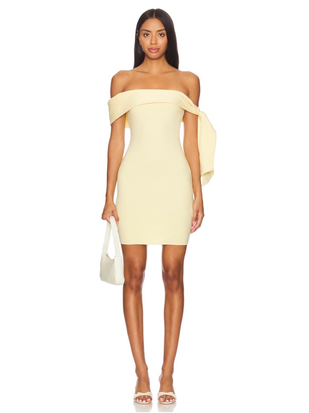 SYNDYS Jaymes Cream Mini Dress Size S | Off Shoulder Bodycon